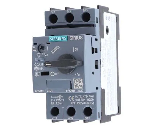 63-7721-94　Siemens Sirius Innovation 690 V Motor Protection Circuit Breaker, 3P Channels, 2.8 → 4 A, 6 kA　3RV2011-1EA10
