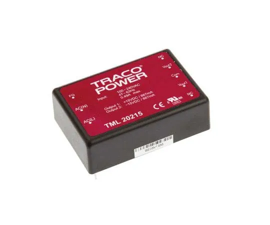 63-7725-62　TRACOPOWER 20W Dual Output Embedded Switch Mode Power Supply SMPS, 667mA, ±15V dc Encapsulated　TML 20215
