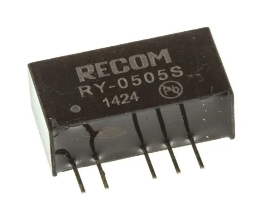 63-7568-38　Recom RY 1W Isolated DC-DC Converter Through Hole, Voltage in 4.75 → 5.25 V dc, Voltage out 5V dc　RY-0505S