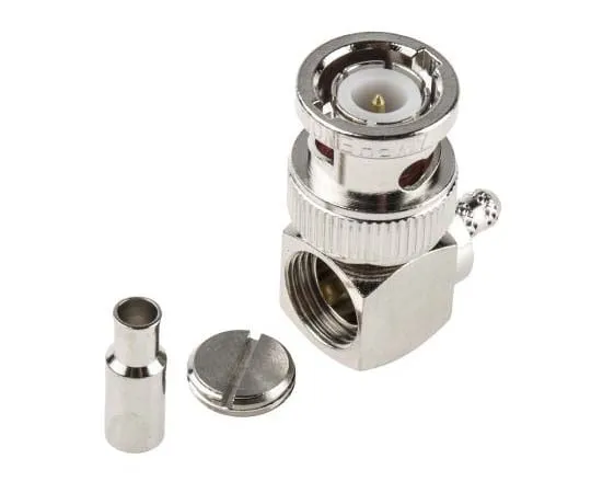 63-7711-52　Amphenol Right Angle 50Ω Cable Mount BNC Connector, Plug, Nickel, Crimp Termination, RG174/U, RG188 A/U, RG316/U　B1112E1-ND3G-5-50