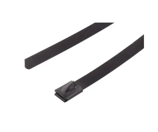 63-7628-66　RS Metallic Polyester Coated Stainless Steel Roller Ball Cable Tie, 200mm x 7.9 mm　547-4355