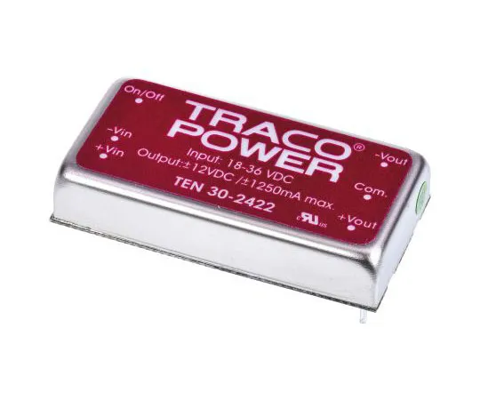 63-7658-94　TRACOPOWER TEN 30 30W Isolated DC-DC Converter Through Hole, Voltage in 18 → 36 V dc, Voltage out ±12V dc　TEN 30-2422