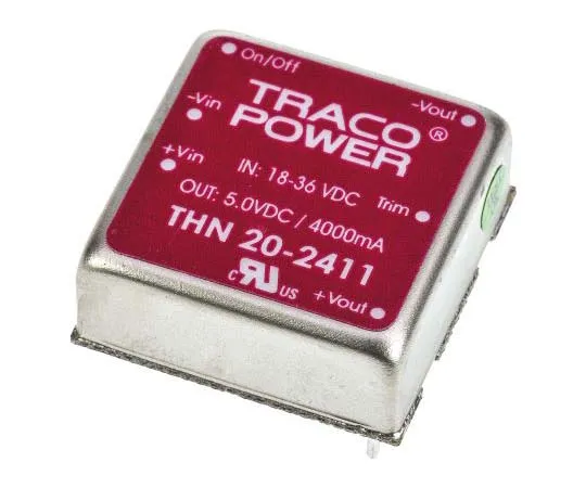 63-7725-14　TRACOPOWER THN 20 20W Isolated DC-DC Converter Through Hole, Voltage in 18 → 36 V dc, Voltage out 5V dc　THN 20-2411