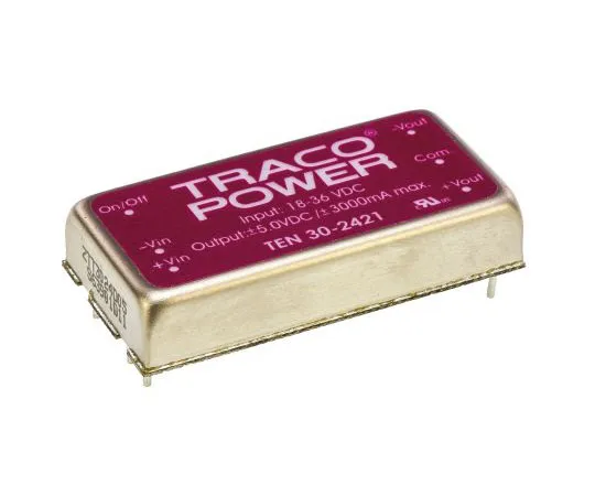63-7658-89　TRACOPOWER TEN 30 30W Isolated DC-DC Converter Through Hole, Voltage in 18 → 36 V dc, Voltage out ±5V dc　TEN 30-2421