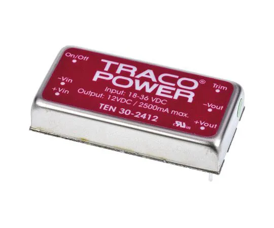 63-7658-91　TRACOPOWER TEN 30 30W Isolated DC-DC Converter Through Hole, Voltage in 18 → 36 V dc, Voltage out 12V dc　TEN 30-2412