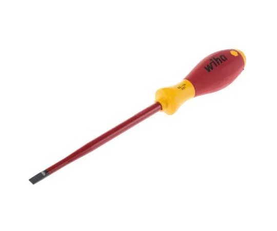 63-7724-20　Wiha Tools, VDE 1000V Approved Slotted Insulated Screwdriver 6.5 mm Tip 150 mm Chrome Vanadium Molybdenum Steel　35392
