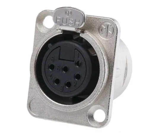 63-7550-57　Neutrik 6 Way Panel Mount XLR Connector, Female, Silver over Nickel Plated Contacts, 50 V　NC6FD-L-1