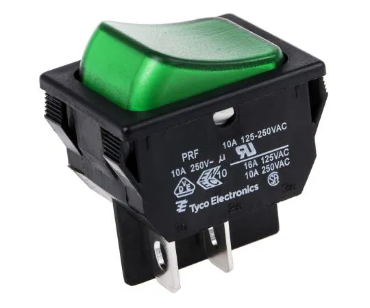 63-7588-26　TE Connectivity Illuminated Double Pole Single Throw (DPST), Latching Rocker Switch Panel Mount　1634201-5