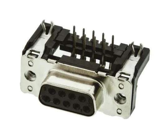 63-7701-06　Harting 9 Way Right Angle Through Hole PCB D-sub Connector Socket, 2.74mm Pitch, with 4-40 UNC Threaded Inserts,　9661526612