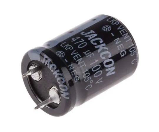 63-7722-56　RS PRO 470μF 100V dc Aluminium Electrolytic Capacitor, Through Hole 22 (Dia.) x 30mm +105°C 22mm 10mm 30mm　706-3345