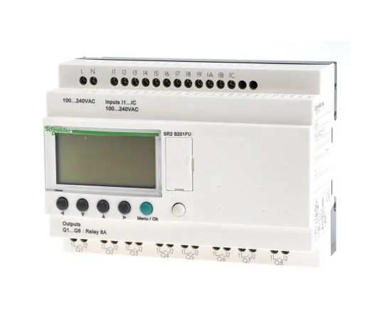 63-7565-48　Schneider Electric  Zelio Logic Module, 120 V ac, 240 V ac Relay, 12 x Input, 8 x Output With Display　SR2B201FU