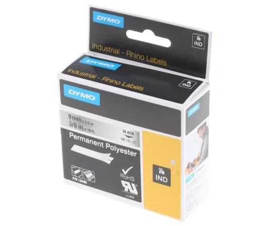 63-7571-17　Dymo Black on Silver Label Printer Tape, 9 mm Width, 5.5 m Length　18485