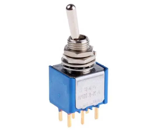 63-7700-10　Apem Double Pole Single Throw (DPST) Toggle Switch, Latching, PCB　5246CDB