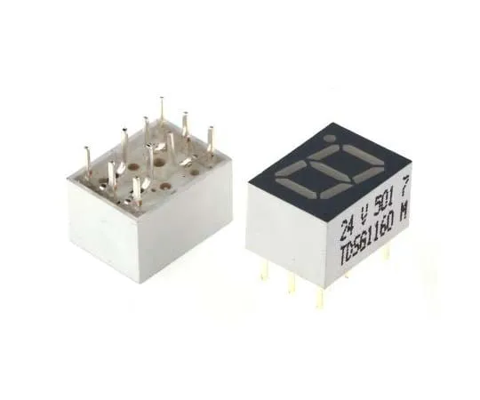 63-7730-86　TDSG1160 Vishay 7-Segment LED Display, CC Green 6 mcd RH DP 7mm　TDSG1160