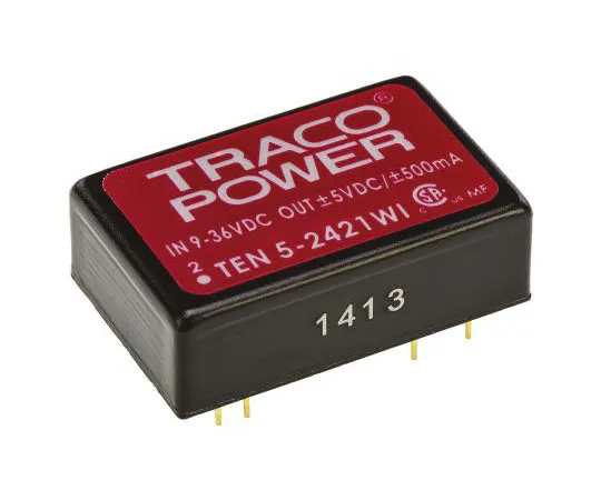 63-7658-57　TRACOPOWER TEN 5WI 6W Isolated DC-DC Converter Through Hole, Voltage in 9 → 36 V dc, Voltage out ±5V dc　TEN 5-2421WI