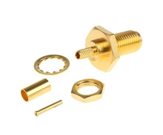 63-7742-08　Telegartner Straight 50Ω Panel Mount Bulkhead Fitting SMA Bulkhead, Crimp Termination RG174/U, RG188 A/U, RG316/U　J01151A0001