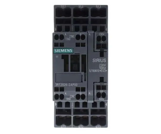 63-7721-74　Siemens 3 Pole Contactor, 25 A, 230 V ac Coil, SIRIUS Innovation, 3NO, 11 kW　3RT2026-2AP00