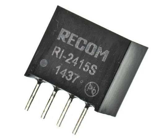 63-7673-56　Recom RI 2W Isolated DC-DC Converter Through Hole, Voltage in 21.6 → 26.4 V dc, Voltage out 15V dc　RI-2415S
