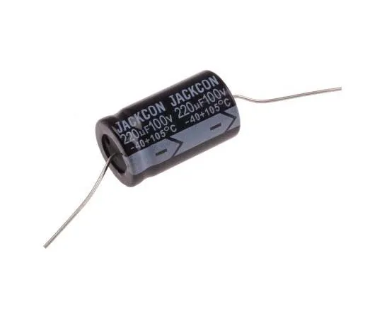 63-7728-30　RS PRO 220μF 100V dc Aluminium Electrolytic Capacitor, Through Hole 16 (Dia.) x 28mm +105°C 16mm 28mm　170-1121