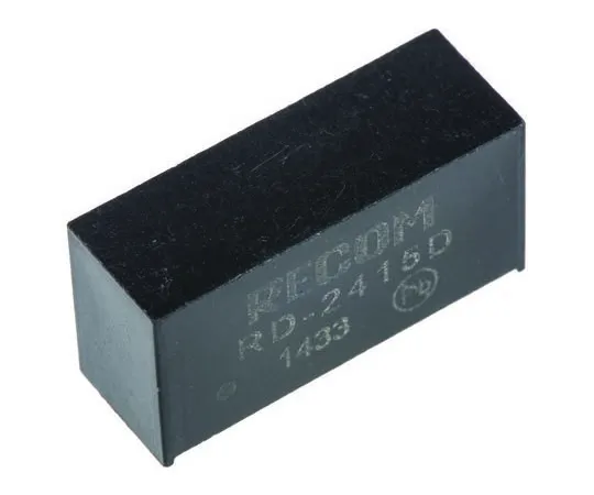 63-7673-70　Recom RD 2W Isolated DC-DC Converter Through Hole, Voltage in 21.6 → 26.4 V dc, Voltage out ±15V dc　RD-2415D