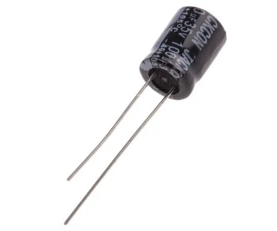 63-7737-03　RS PRO 100μF 35V dc Aluminium Electrolytic Capacitor, Through Hole 8 (Dia.) x 11mm +105°C 8mm 3.5mm 11mm　170-1214