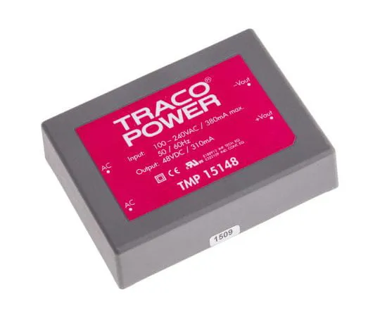 63-7654-58　TRACOPOWER 15W 1 Output Embedded Switch Mode Power Supply SMPS, 310mA, 48V dc Encapsulated　TMP 15148