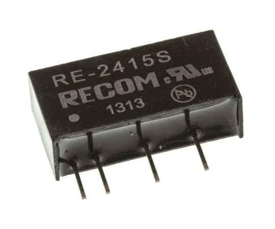 63-7568-08　Recom RE 1W Isolated DC-DC Converter Through Hole, Voltage in 21.6 → 26.4 V dc, Voltage out 15V dc　RE-2415S