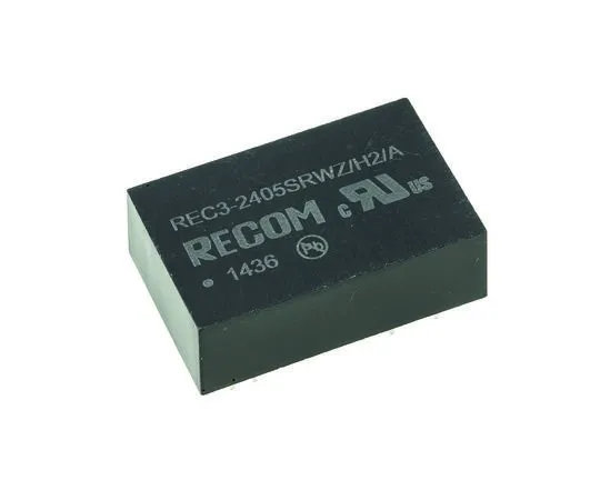 63-7672-08　Recom REC3 3W Isolated DC-DC Converter Through Hole, Voltage in 9 → 36 V dc, Voltage out 5V dc　REC3-2405SRWZ/H2/A