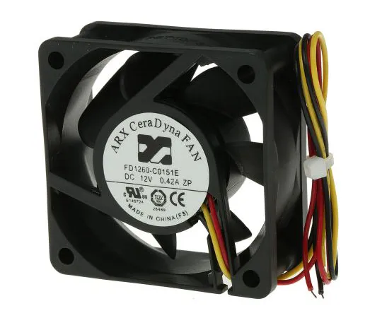 63-7583-99　ARX CeraDyna Series Axial Fan, 60 x 60 x 25.4mm, 33.35m³/h, 2.76W, 12 V dc　FD1260-C0151E2AL