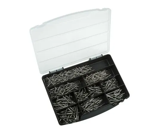 63-7585-86　465 piece Plain Stainless Steel Blind Rivet Set, 3.2 → 4.8mm Diameter, 2.5 → 11 mm Thickness　493-5483
