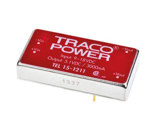 63-7599-97　TRACOPOWER TEL 15 15W Isolated DC-DC Converter Through Hole, Voltage in 9 → 18 V dc, Voltage out 5V dc　TEL 15-1211