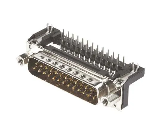 63-7701-17　Harting 25 Way Right Angle Through Hole PCB D-sub Connector Plug, 2.76mm Pitch, with 4-40 UNC Female Screwlocks,　9653626813