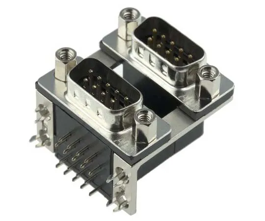 63-7699-34　Amphenol L17H Series, 9 Way Right Angle Through Hole Stacked PCB D-Sub Connector Male/Male, 2.77mm Pitch, with 4-40 UNC　L17H2110131