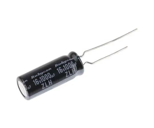63-7717-18　Rubycon 1000μF 16V dc Aluminium Electrolytic Capacitor, Through Hole 8 (Dia.) x 20mm +105°C 8mm 3.5mm　16ZLH1000MEFCTA8X20