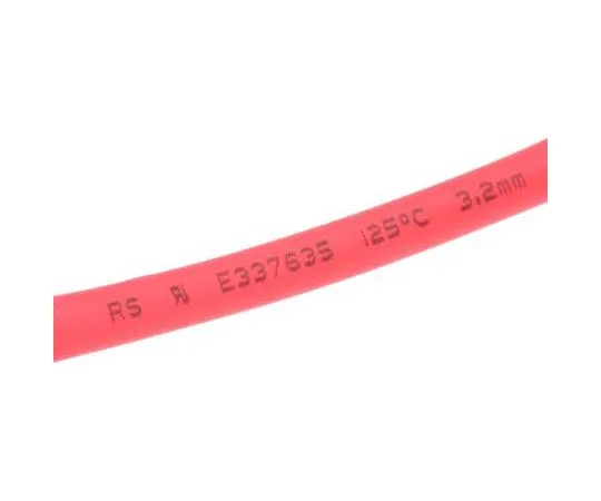 63-7710-14　RS Pro Red No Heat Shrink Tubing 3.2mm Sleeve Dia. x 10m Length 2:1 Ratio　700-4674