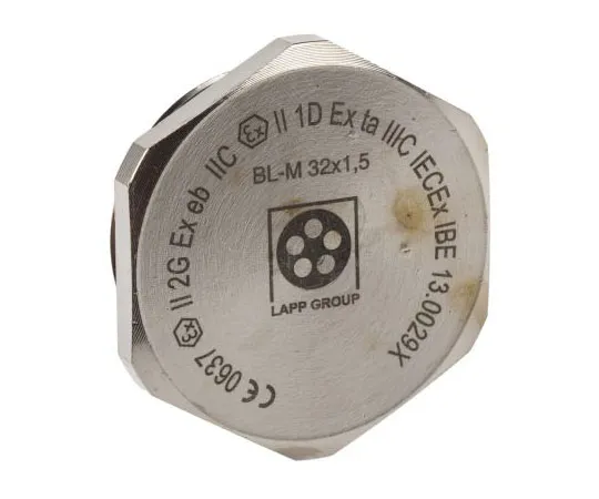 63-7655-17　Lapp ATEX M32 Plug, Nickel Plated Brass, Threaded, IP68　52103143