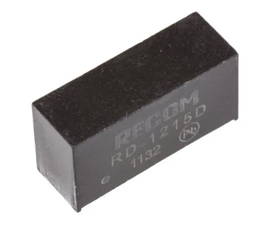 63-7673-63　Recom RD 2W Isolated DC-DC Converter Through Hole, Voltage in 10.8 → 13.2 V dc, Voltage out ±15V dc　RD-1215D