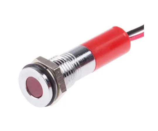 63-7708-89　RS PRO Red Indicator, 220 V ac, 8mm Mounting Hole Size, Lead Wires Termination, IP67　700-1943