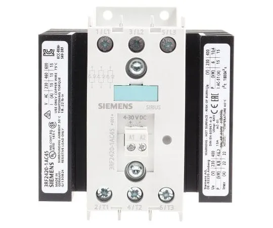 63-7635-58　Siemens 20 A 3P-NO Solid State Relay, Zero Crossing, DIN Rail, Thyristor, 600 V Maximum Load　3RF2420-1AC45