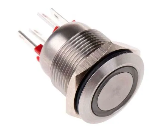 63-7730-29　Bulgin Single Pole Single Throw (SPST) Momentary Push Button Switch, IP66, 19.2 (Dia.)mm, Panel Mount, 24V dc　MPI002/28/RD