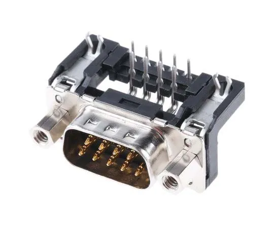 63-7701-14　Harting 9 Way Right Angle Through Hole PCB D-sub Connector Plug, 2.74mm Pitch, with 4-40 UNC Female Screwlocks,　9651626813