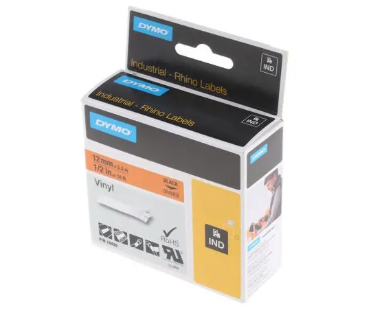 63-7571-21　Dymo Black on Orange Label Printer Tape, 12 mm Width, 5.5 m Length　18435