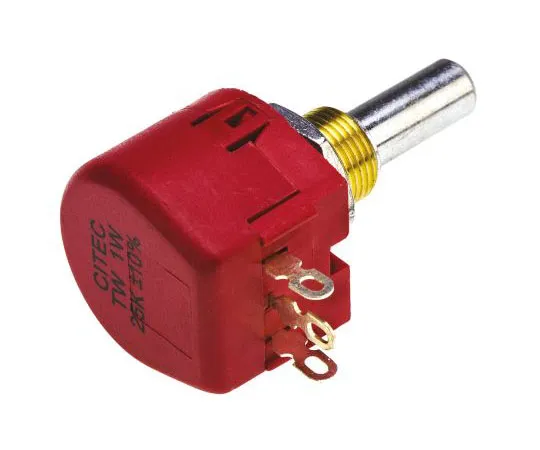 63-7593-45　TE Connectivity 1 Gang Rotary Wirewound Potentiometer with a 6.35 mm Dia. Shaft, 25kΩ, ±10%, 1W, Linear TW1253KA　TW1253KA