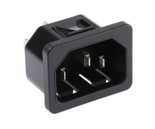 63-7620-39　Schurter C14 Snap-In IEC Plug Male, 10A, 250 V ac　6100.432