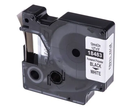 63-7571-15　Dymo Black on White Label Printer Tape, 12 mm Width, 5.5 m Length　18483