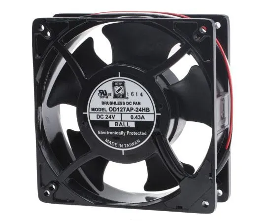63-7641-54　RS PRO Axial Fan, 127 x 127 x 38mm, 140cfm, 10.6W, 24 V dc　619-6630