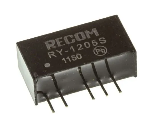 63-7568-41　Recom RY 1W Isolated DC-DC Converter Through Hole, Voltage in 11.4 → 12.6 V dc, Voltage out 5V dc　RY-1205S