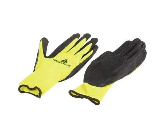 63-7715-81　Delta Plus Polyester Latex-Coated General Purpose Gloves, size 8, Yellow　VV73308