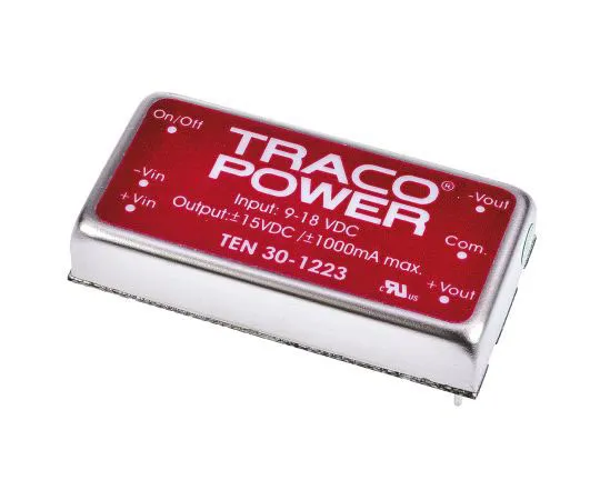 63-7658-86　TRACOPOWER TEN 30 30W Isolated DC-DC Converter Through Hole, Voltage in 9 → 18 V dc, Voltage out ±15V dc　TEN 30-1223