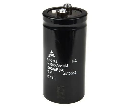 63-7625-36　EPCOS 22000μF 63V dc Aluminium Electrolytic Capacitor, Chassis Mount 51.6 (Dia.) x 105.7mm +105°C 51.6mm　B41560A8229M000